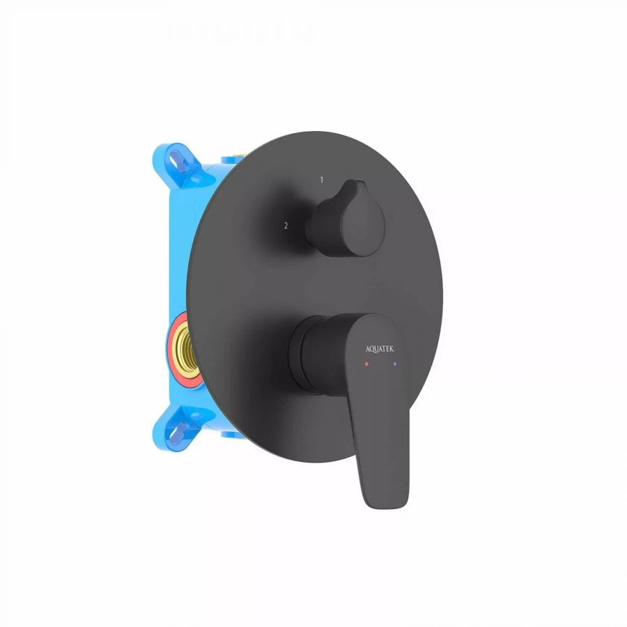 Смеситель Aquatek Бетта для ванны 2 режима внешняя и скрытая часть матовый черный AQ1146MB