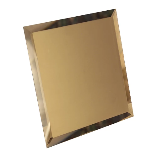 Квадратная зеркальная бронзовая плитка ДСТ с фацетом 1 см КЗБ1-02 - 20х20 см