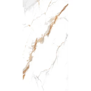 Керамогранит Realistik Delhi Polished Gold Carving глянцевый белый 120х60 см