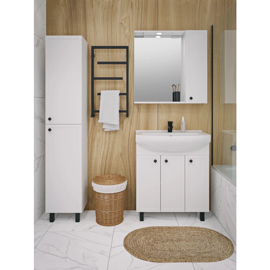 Пенал Runo Римини белый правый 00-00001253 35x180 см