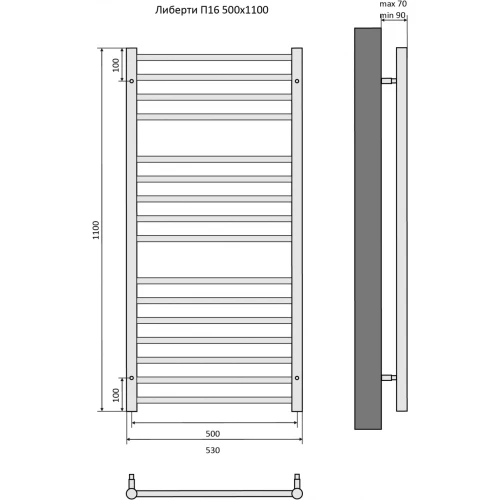 Полотенцесушитель водяной Aquatek Либерти П16 AQ RR1610BL 50х110 см