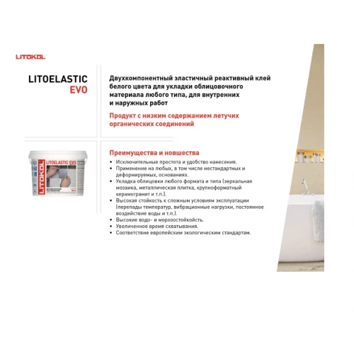 Клей для плитки Litokol двухкомпонентный эластичный Litoelastic EVO A+B L0484140003 10 кг