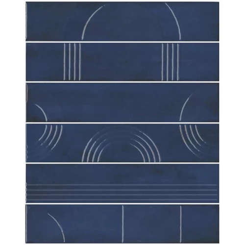 Плитка настенная Kerama Marazzi Мажорель Панно из 6 частей 6х28,5 глянцевое темно-синее KMP3STA007RN6X 36x28,5 см
