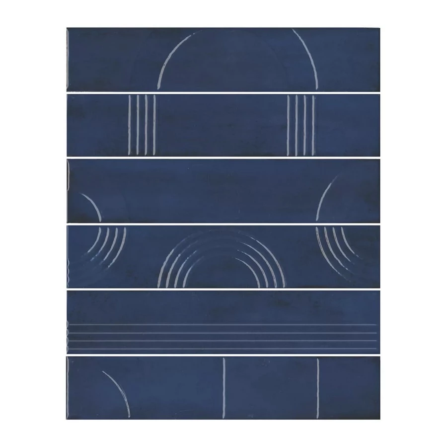 Плитка настенная Kerama Marazzi Мажорель Панно из 6 частей 6х28,5 глянцевое темно-синее KMP3STA007RN6X 36x28,5 см