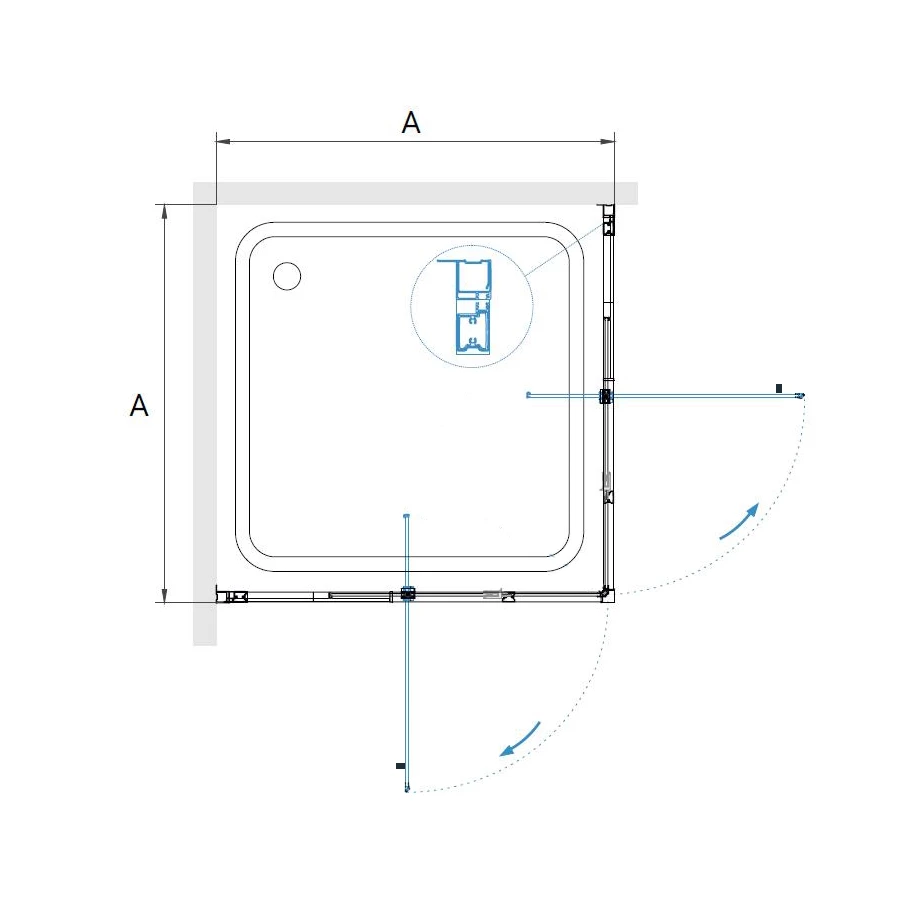 Душевой уголок RGW PA-038B Прозрачное 350803888-14 80х80 см