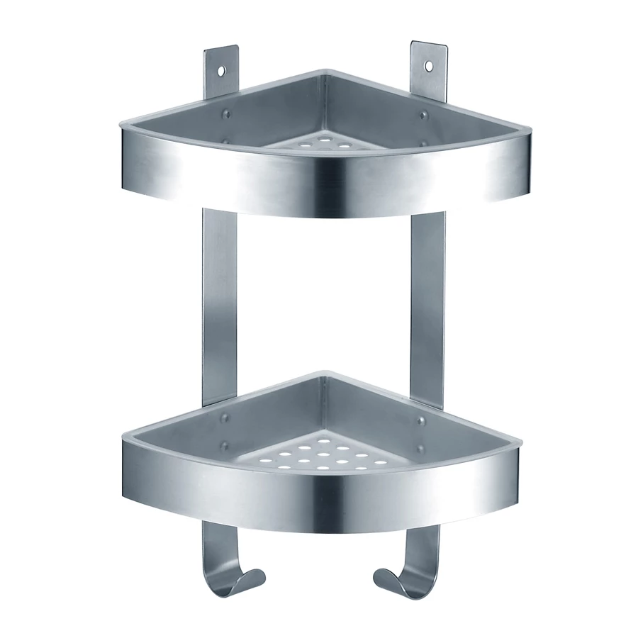 Полка Azario угловая двухэтажная подвесная хром матовый AZ-833-2