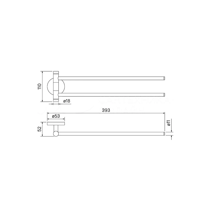 Полотенцесушитель двойной Iddis Sena сплав металлов SENSS20i49 39,3х11 см
