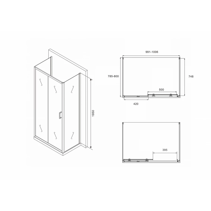 Душевой уголок Abber Schwarzer Diamant AG30100B-S80B-S80B