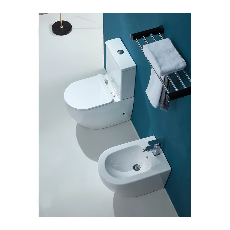 Унитаз напольный Azario Maro безободковый с бачком и сиденьем микролифт AZ-2125A-R 67x38x85 см