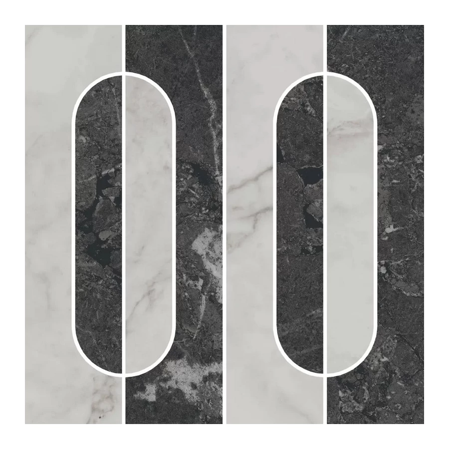 Керамогранит Kerama Marazzi Тубкаль Декор наборный обрезной матовый черный белый KMD2HID013GR 30x30 см