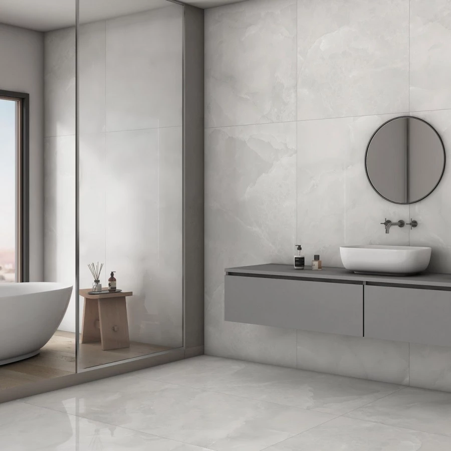 Керамогранит Neodom Onyx Silver Polished белый N20543 160х80 см