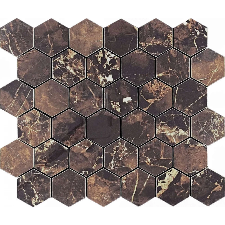 Мозаика Velsaa Mosaic Copper Slab Black Mosaic Hexagone 32,2х30,9 см
