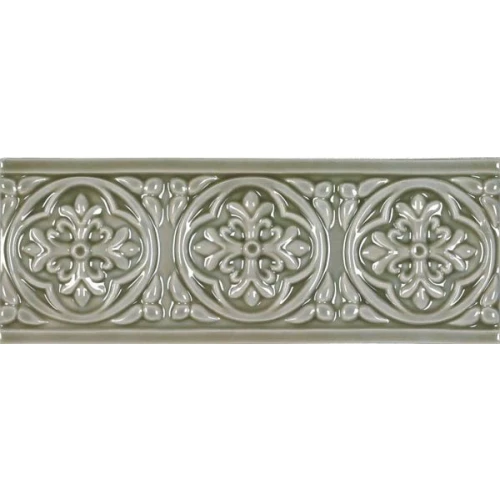 Бордюр настенный Adex Studio Relieve Palm Beach Eucalyptus глянцевый оливковый ADST4004 19,8х7,5