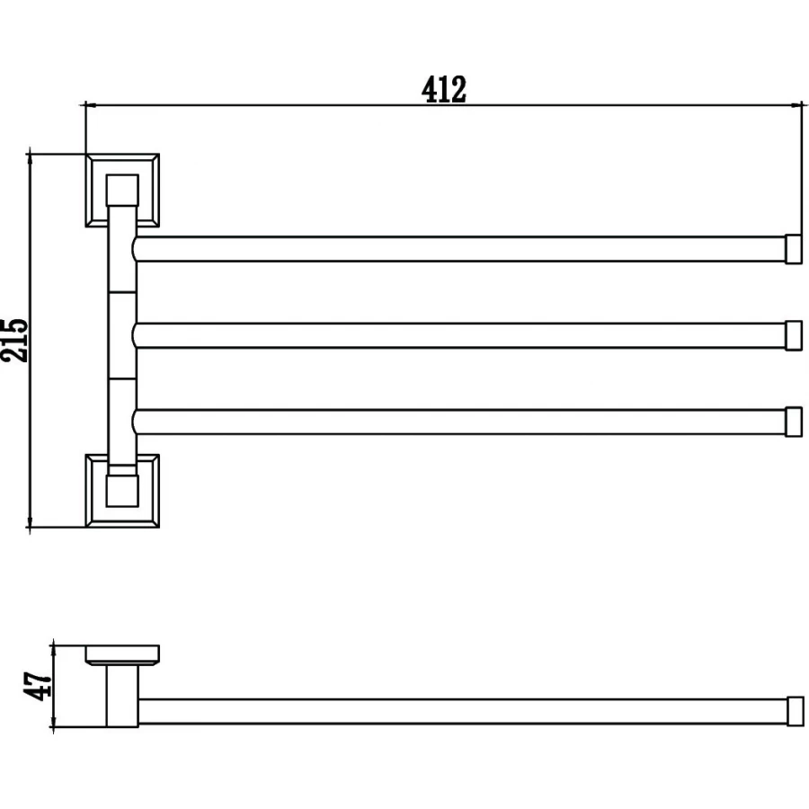 Держатель для полотенец поворотный (3-ой) Savol 95 S-009503 хром