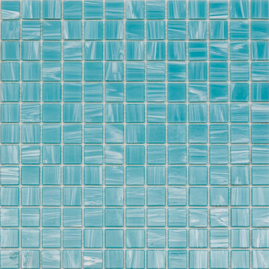 Мозаика из стекла Pixel mosaic Прессованное стекло чип 23x23 матовая голубая 32,7х32,7 см