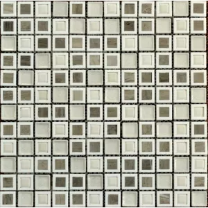 Мозаика Tonomosaic CSR095 из камня, керамики и пластика, белая, серая 30*30 см