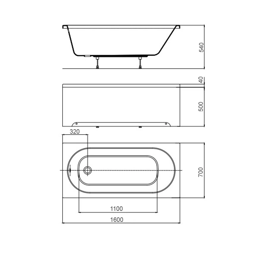 Ванна акриловая Azario Alegra прямоугольная AV0021160 160х70 см