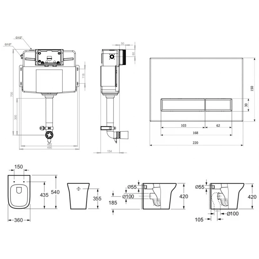 Унитаз Lavinia Boho Relfix Bristol 87551052 (комплект 5 в 1)