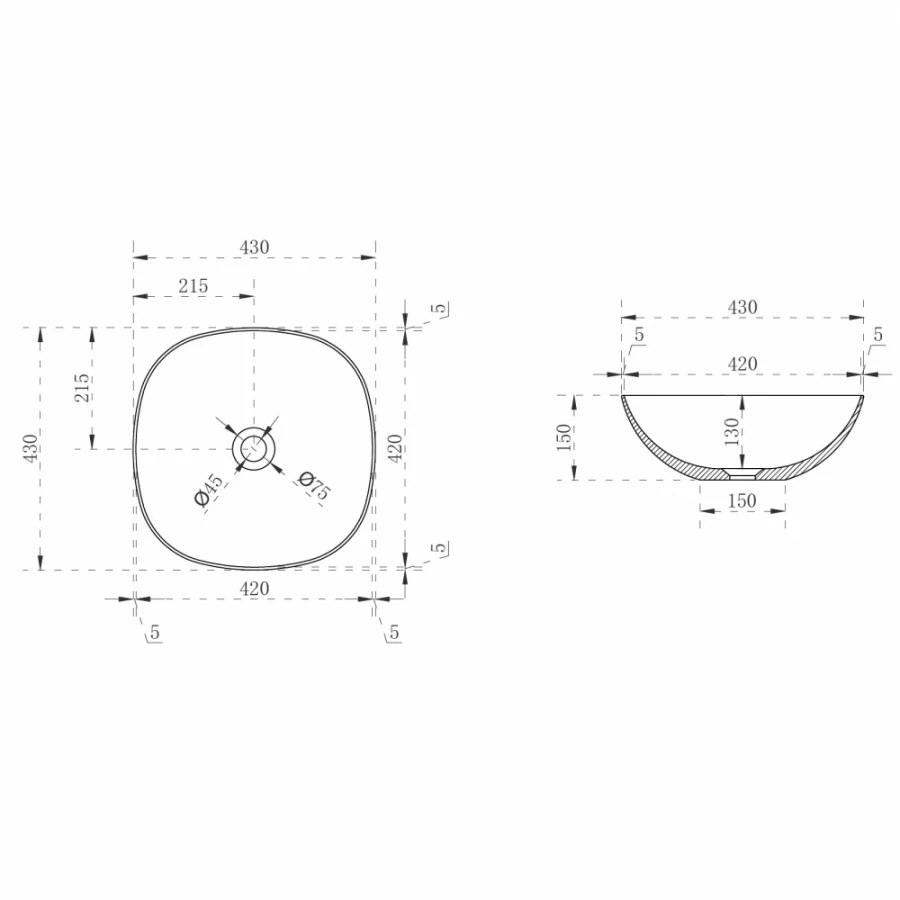 Раковина накладная прозрачная Abber Kristall AT2806Onyx
