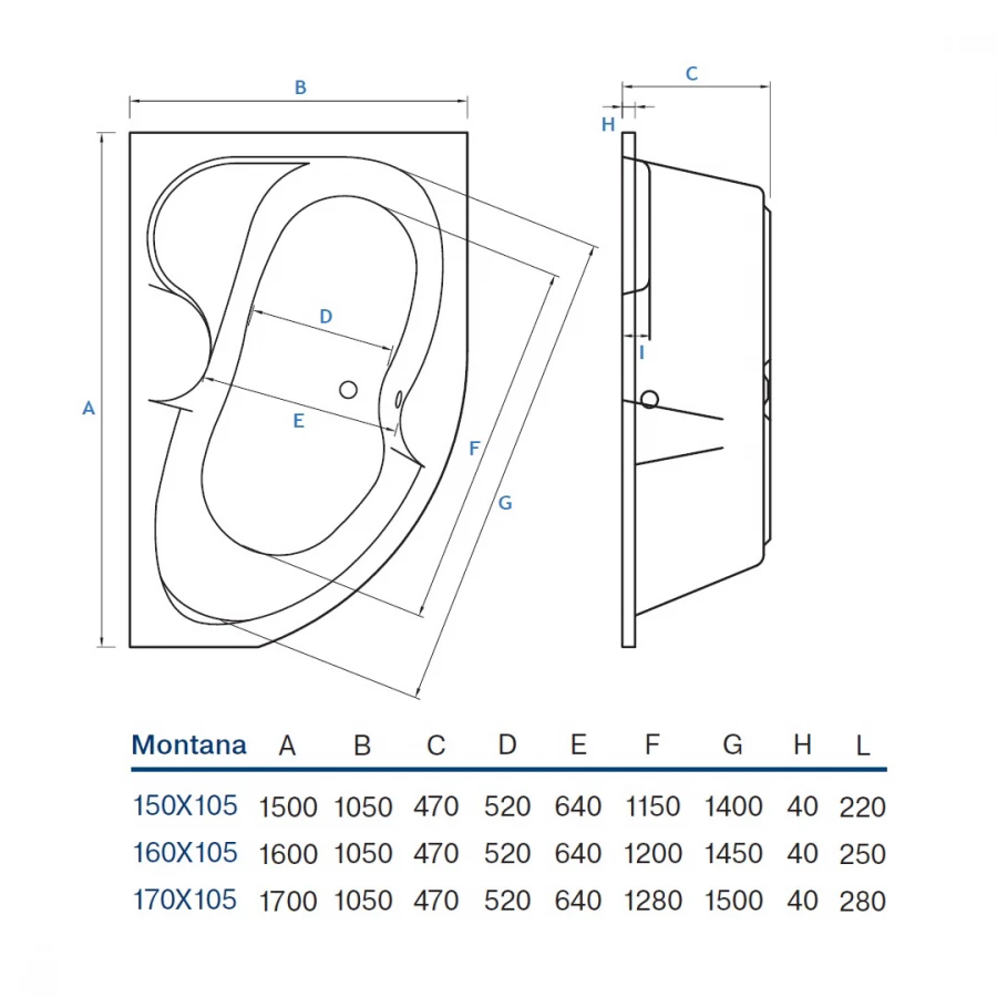 Акриловая ванна Koller Pool Montana MONTANA160X105R 160х105 см