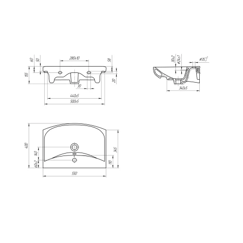 Раковина Cersanit Carina 55 UM-CAR55/1