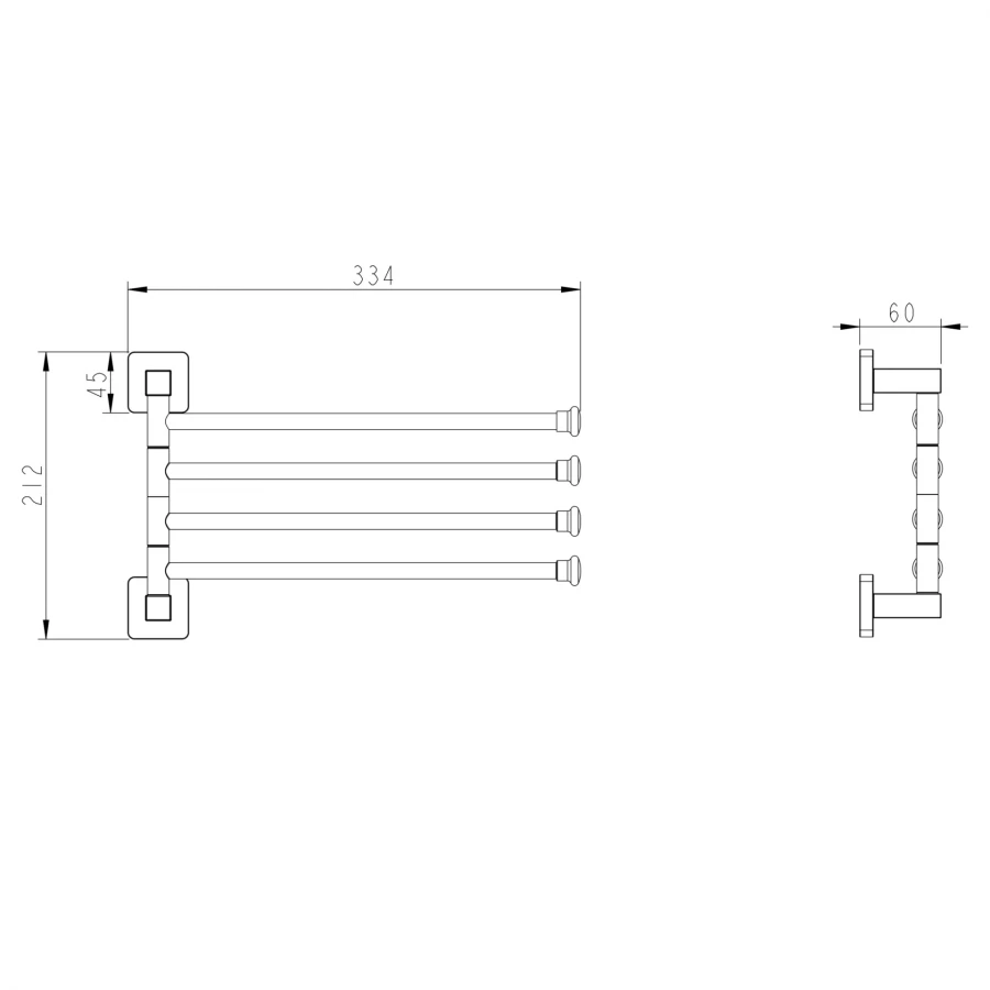 Держатель Fashun для полотенец 4 рейки поворотный графит A2614-17