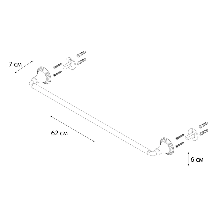 Полотенцедержатель Fixsen Luksor трубчатый FX-71601B 62х6,2 см