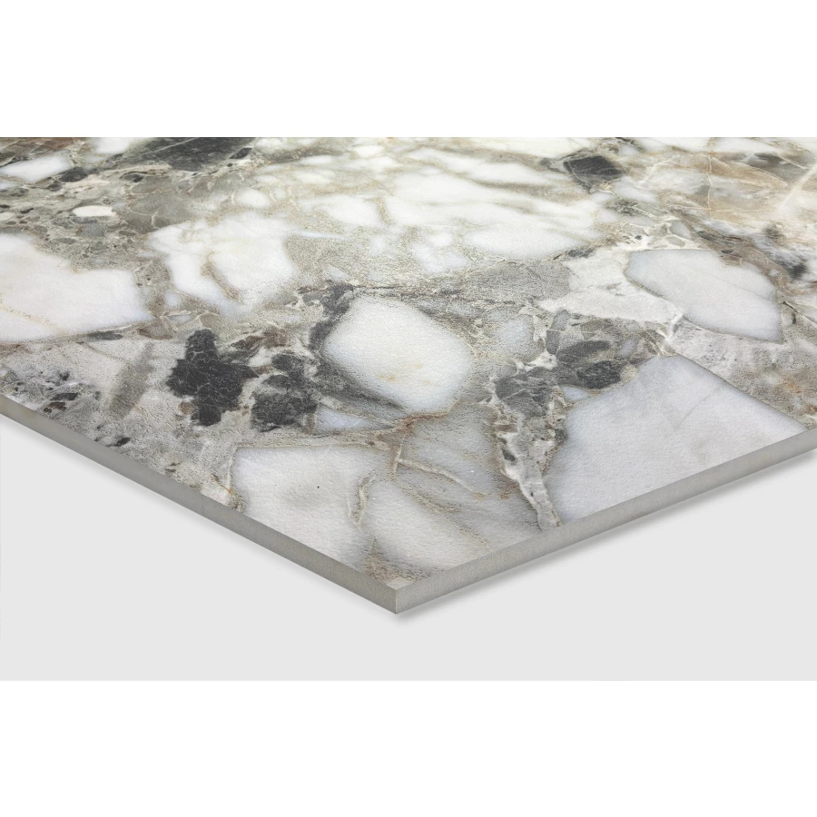 Керамогранит Creanza Aragonite White Shape+Glue Art 3D-глазурь матовый серый SH1001-G 120х60 см