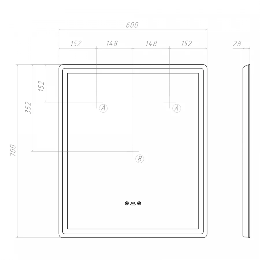Зеркало Vigo Geometry Step 600 148 60x70 см