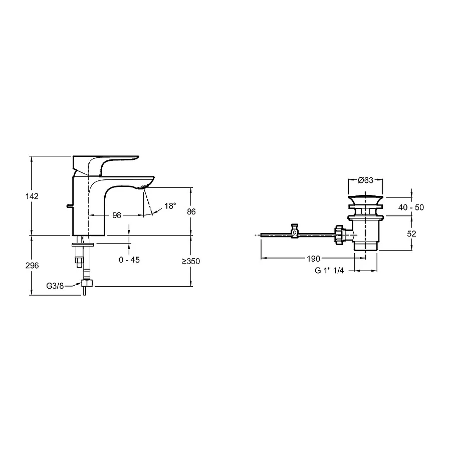 Смеситель для раковины Jacob Delafon Aleo E72275-4-CP