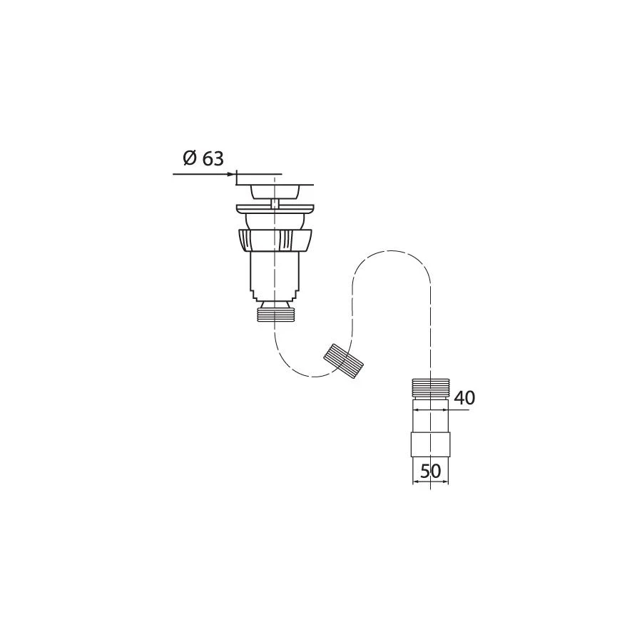 Сифон Wirquin гофрированный 1¼ х 40/50 мм L800 мм 30717988