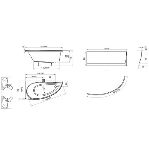 Ванна Ravak Avocado P правая CS01000000 150x75 см