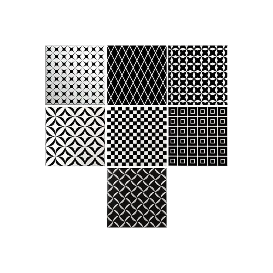 Плитка настенная Cas Ceramica Black&White Decor Mix глянцевая черно-белая 20х20 см