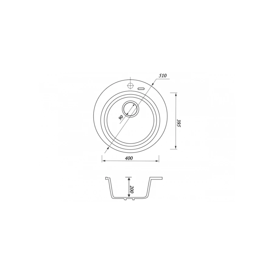 Кухонная мойка Kaiser KMM-510 мрамор KMM-510 Bl&W черный 51х51 см