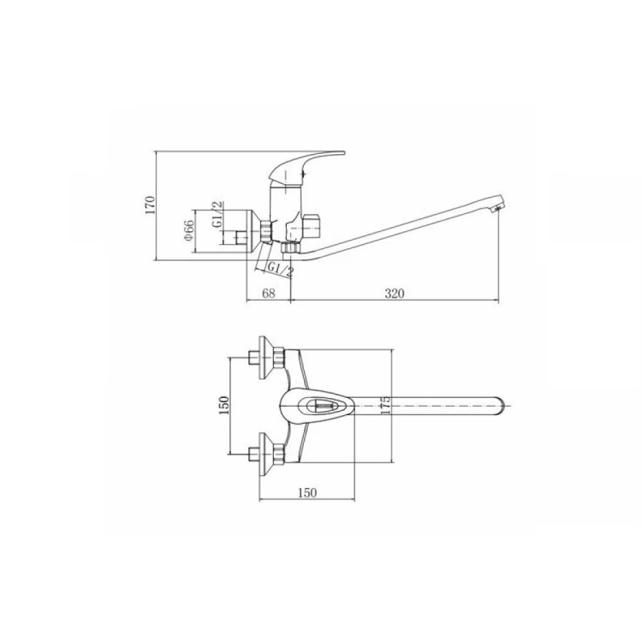 Смеситель для ванны и душа Fashun Хром A2203