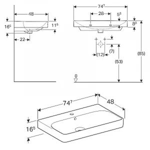 Раковина Geberit Smyle Square 500.249.01.1 75x48 см