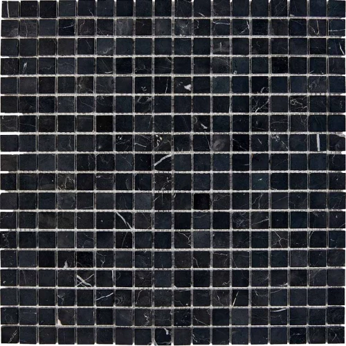 Мозаика Pixel mosaic Мрамор Nero Marquna чип 15х15 мм сетка Полированная Pix 244 30,5х30,5 см