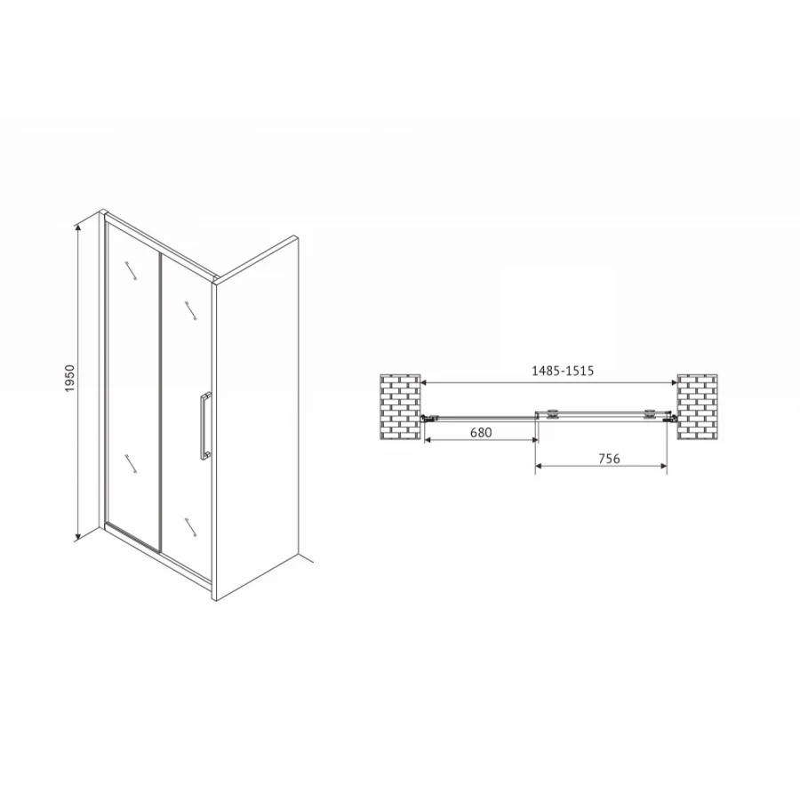 Душевая дверь Abber Schwarzer Diamant AG30150MH