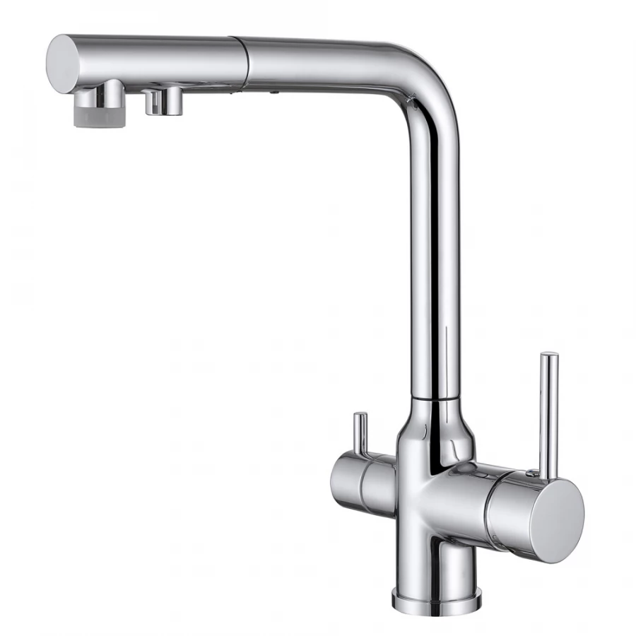 Смеситель Abber Emotion для кухни с подключением фильтра и выдвижной лейкой никель AF8814NG