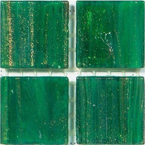 Стеклянная мозаика Rose Mosaic Gold Star сетка 1x1 глянцевая зеленая GA26ros 31,8х31,8 см