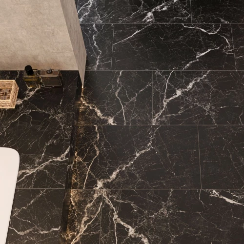 Керамогранит Neodom Marble Nero Creta Polished глянцевый черный CV20202 120x60 см
