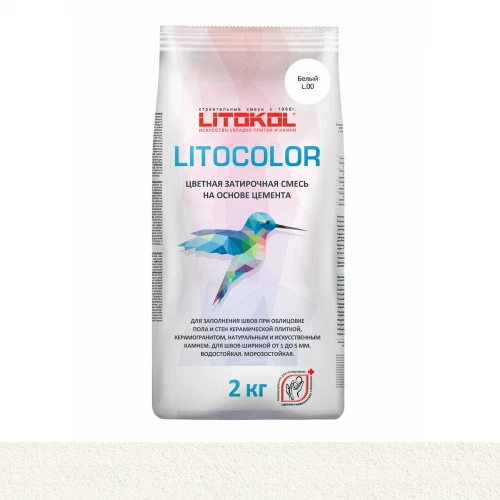 Затирка для швов Litokol Litocolor влагостойкая L.00 Белый L0479430002 2 кг