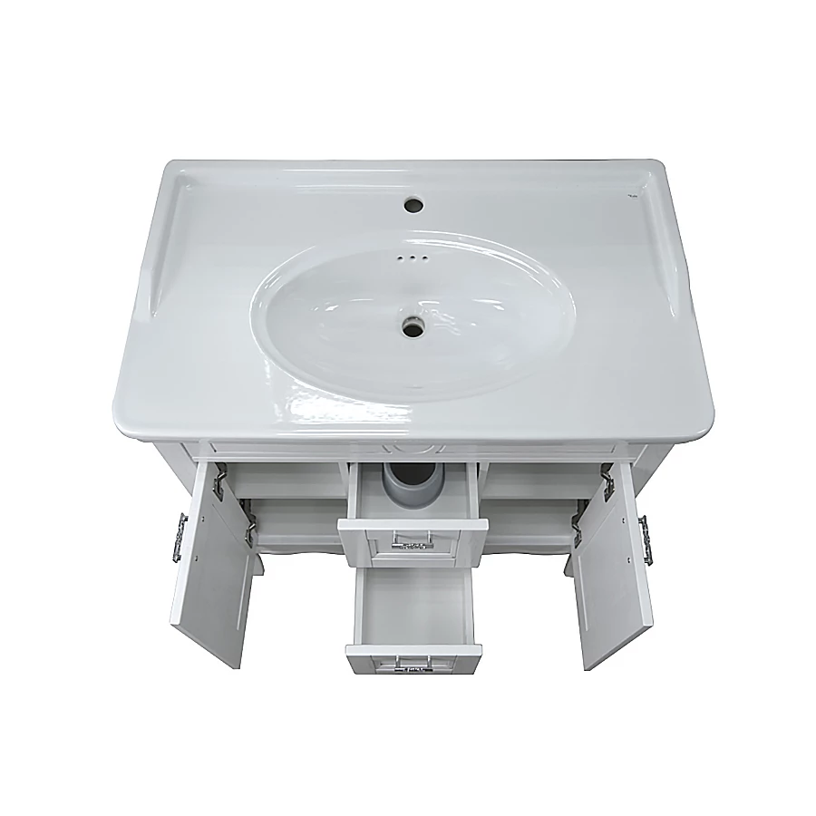 Комплект тумба Azario Carolina 100-4 патина серебро с раковиной Artdeco 100 kale CS00069426 100x88x50 см