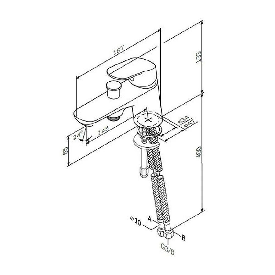 Смеситель для ванны и душа Am Pm Like для установки на борт ванны F8010232
