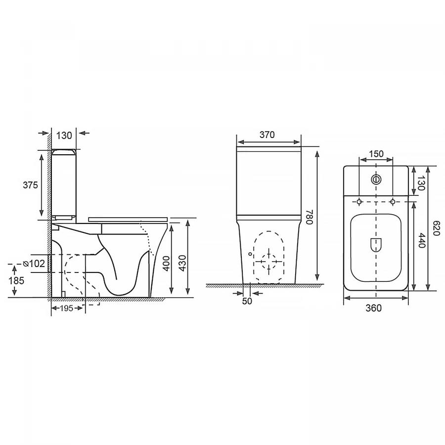Унитаз напольный Azario Candy безободковый в комплекте с бачком и сиденьем микролифт AZ-1503B 37х62х78 см