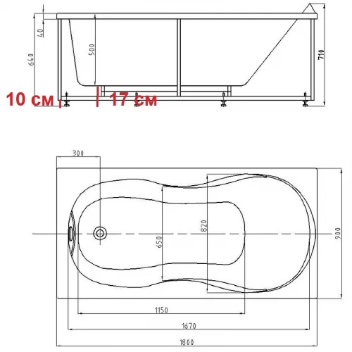 Акриловая ванна Акватек Мартиника слив слева с фронтальным экраном MAR180-0000068 180х90 см
