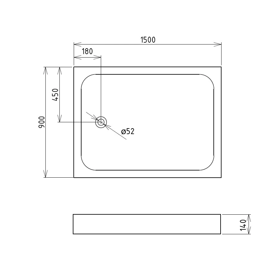 Душевой поддон Gemy (ST16D) 150x90x14 см