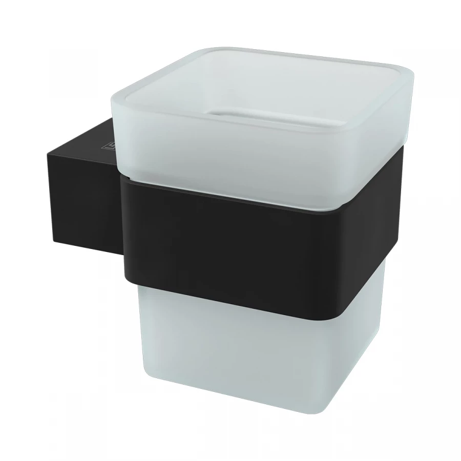 Стакан для зубных щёток Lemark Smooth Line с держателем чёрный матовый 9732014