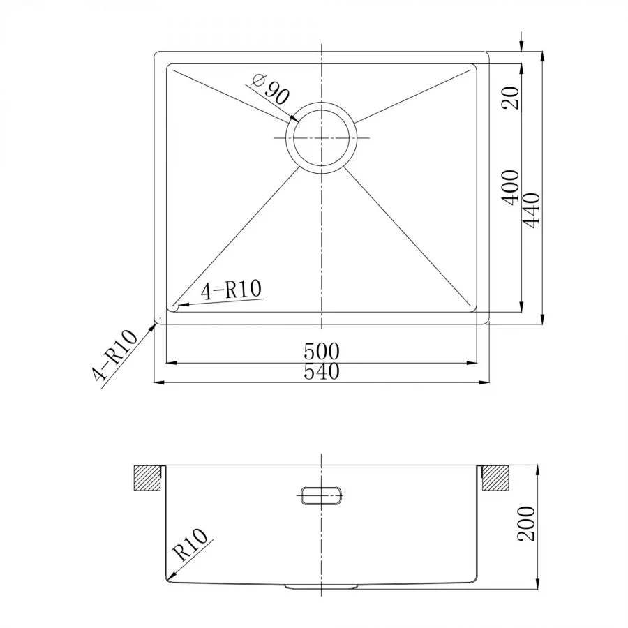 Кухонная мойка Lemark Olanga 540 прямоугольная из нержавеющей стали золото 9938126