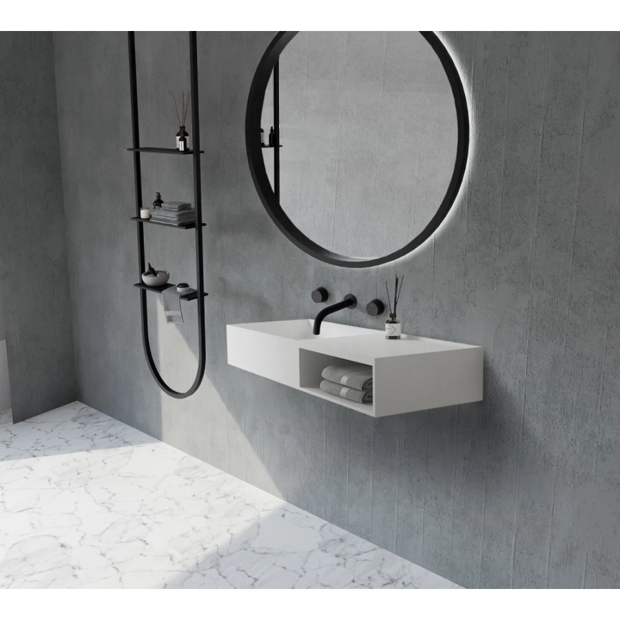 Тумба с раковиной Abber Stein подвесная белая матовая AS2649-1.2